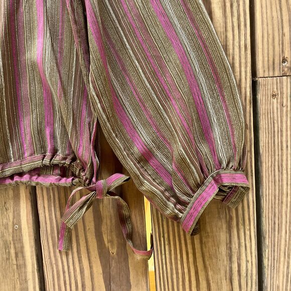 Vintage 1980s Francesca of Damon for  Starington Striped Silk Blouse - S/M - Picture 11 of 13